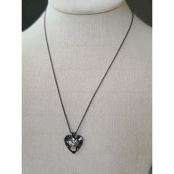 925 Sterling Silver Open Heart Angel Pendant Necklace Vintage - Picture 3 of 10